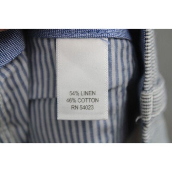 Banana Republic Straight Fit Trousers Navy White Pin Stripe 35x32 NWT - Picture 10 of 10